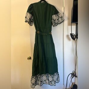 Love By Design Forest Green Maxi Dress with Ivory Accents